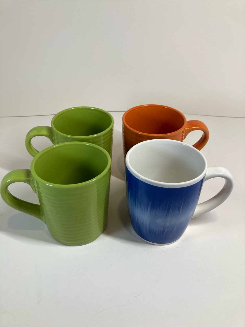 Royal Norfolk Mixed Coffee Mug Set of 4 Green Orange Blue Ceramic